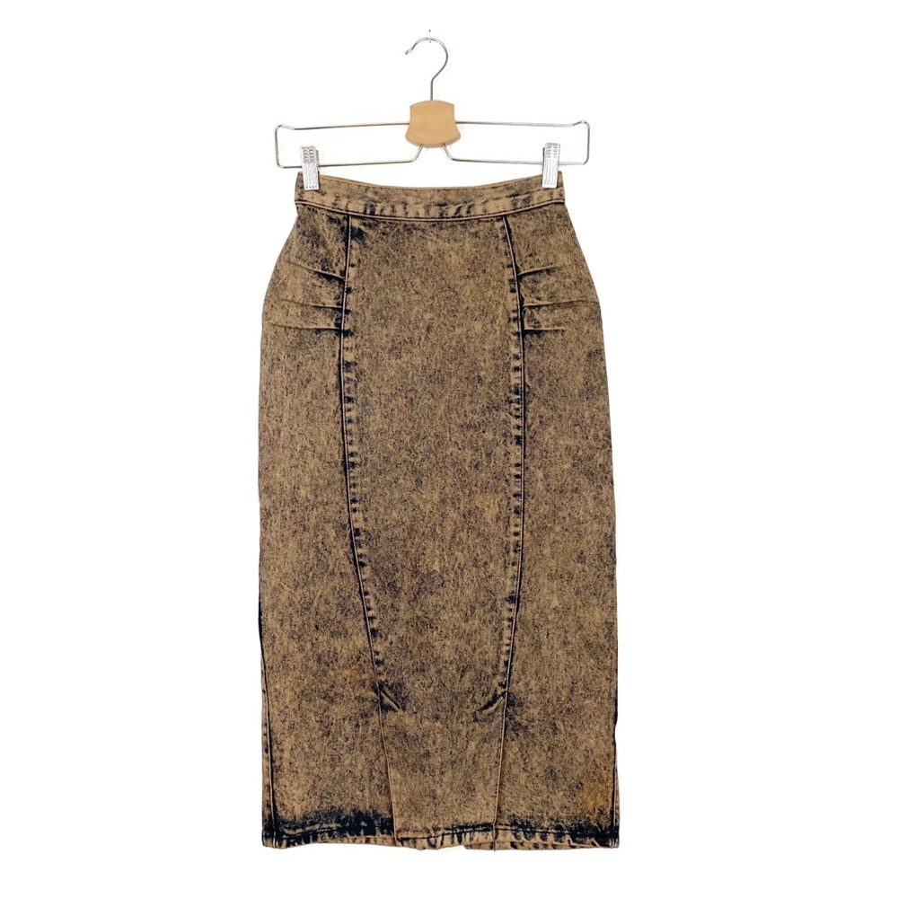 Vintage | Roughwear Blues | High Waisted Acid Wash Midi Skirt Size 5